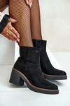 Heeled Boots Eco Suede Insulated Zip Black Lerallea