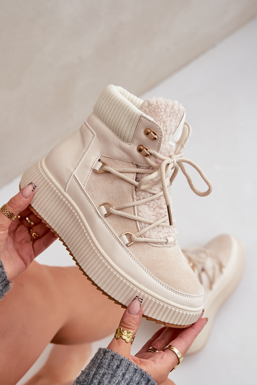 Low Snow Boots On Platform Light Beige Naliora