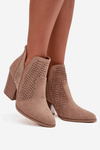 Openwork Women's Ankle Boots on Heel S.Barski HY51-060 Beige