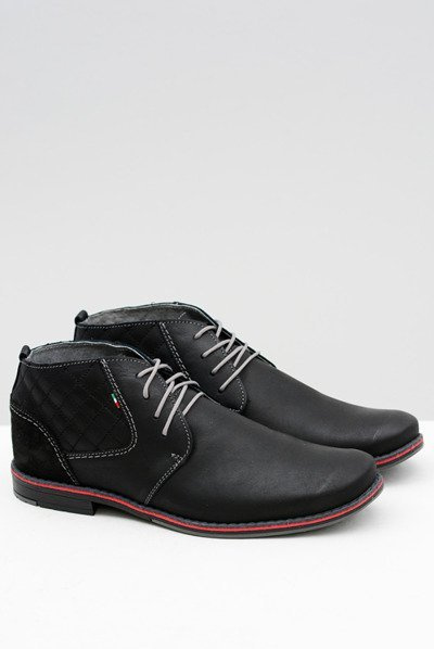Men's Black Leather Graziano Half Shoes