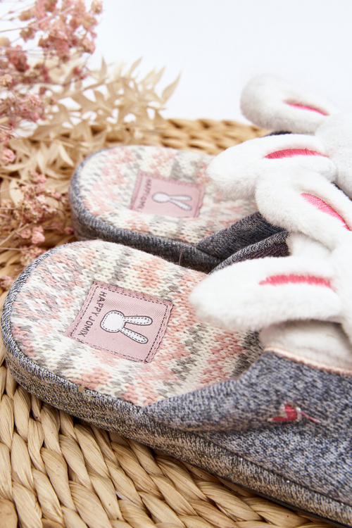 Children's slippers with thick sole gray rabbits Dasca