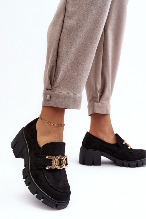 Women's Suede Half-Boots with Decoration Black Rullenes