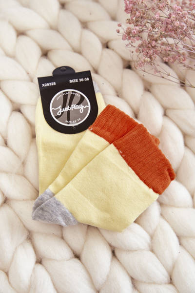 Women's Plain Cotton Socks Yellow