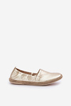 Espadryle Damskie Eleganckie Skóra Naturalna Złote Zazoo 10177