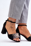 Elegant High Heel Sandals With Crystals Black Cameron