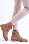 Women's Suede Flat Heel Boots Beige Liana