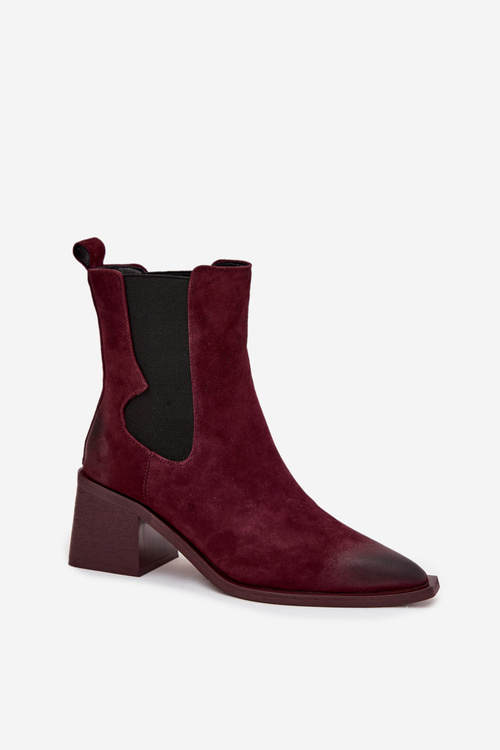 Leather Suede Women's Ankle Boots Heeled Heated Artiker 57C0048 Bordeaux