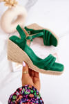 Suede Wedge Sandals Green Louisiana