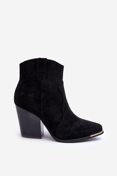 Suede Cowboy Boots On Heel Black Lotoune