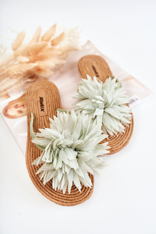 Women's Flip-flops With Fabric Ornament Green Eviana