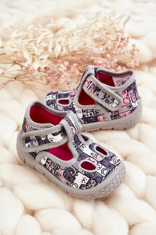 Dziecięce Buty Papcie Kotki Szare Befado 630P001