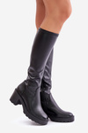 Knee High Eco Leather Heeled Boots Vinceza 58332 Black