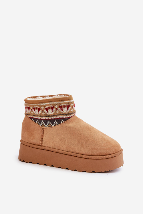 Damskie Śniegowce Wzorzysta Wstawka Na Platformie Camel Avatharia