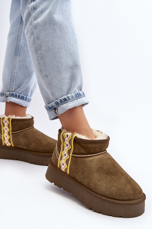 Leather Suede Snow Boots Women Green Vebissat