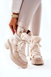 Leather Trapper Boots Tied Lewski Light Beige 3116