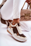 Women's Leather Sport Shoes On A Wedge White-Brown Catrine