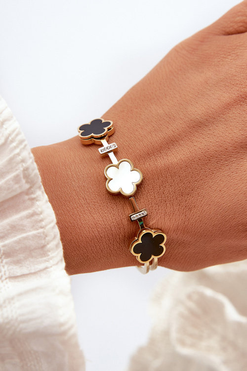 Women's Bracelet With Flowers Stainless Steel Gold