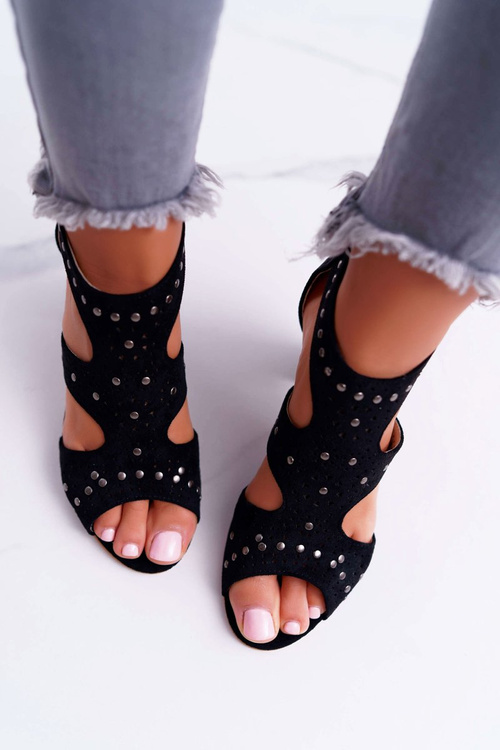 Suede Stiletto Sandals Lu Boo Black
