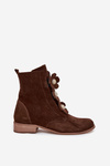 Suede Women's Ankle Boots with Decorative Flowers Zazoo 3085 Brown