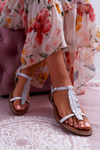 Women's Flat Leather Sandals Silver Nicole 2383