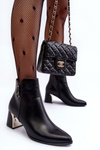 Leather Lined Ankle Boots On Heel Black Amanis