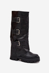 Insulated Women's Boots with Silver Clamps Black Isavine