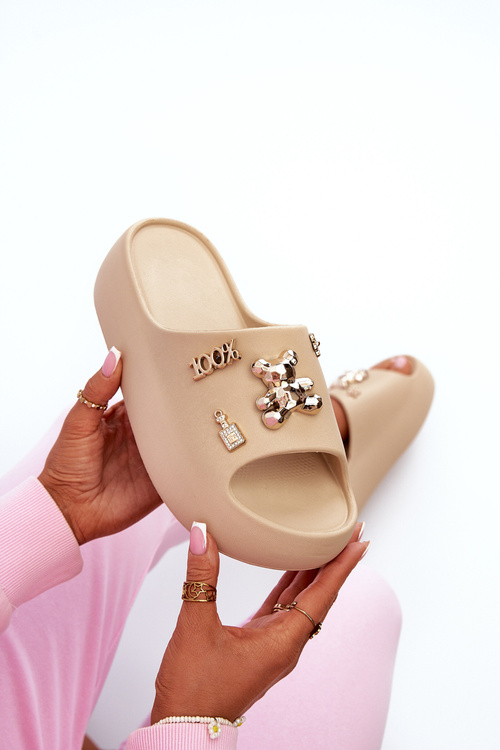 Women's Lightweight Foam Sandals with Decorations in Dark Beige Orchia