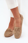 Ladies moccasins with perforated pattern and lacing Khaki Mirisa