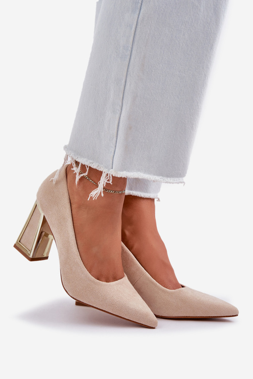 Elegant Heels On A Stiletto Pointed Toes Beige Falseki