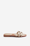 Women's Eco Leather Flat Heel Sandals Gold Moldela