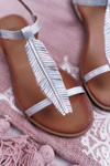 Women's Flat Leather Sandals Silver Nicole 2383