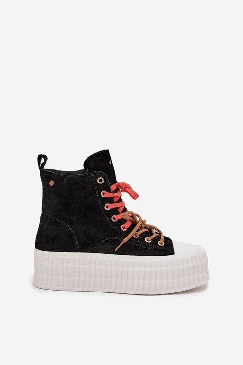 Suede Insulated Women's Sneakers on a Thick Platform GOE SS2N4046 Black