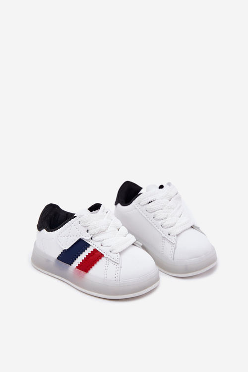 Dziecięce Buty Sportowe Sneakersy Świecąca Podeszwa Biało-Czarne Arielle