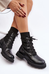 Women's lace-up ankle boots with sock black Gentiana