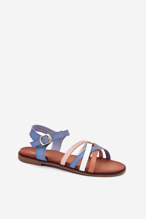 Sandały Damskie Przeplatające Się Paski Niebieskie Sergio Leone SK090H