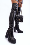 Leather Over-the-Knee Boots on a Massive Heel Black Kytia