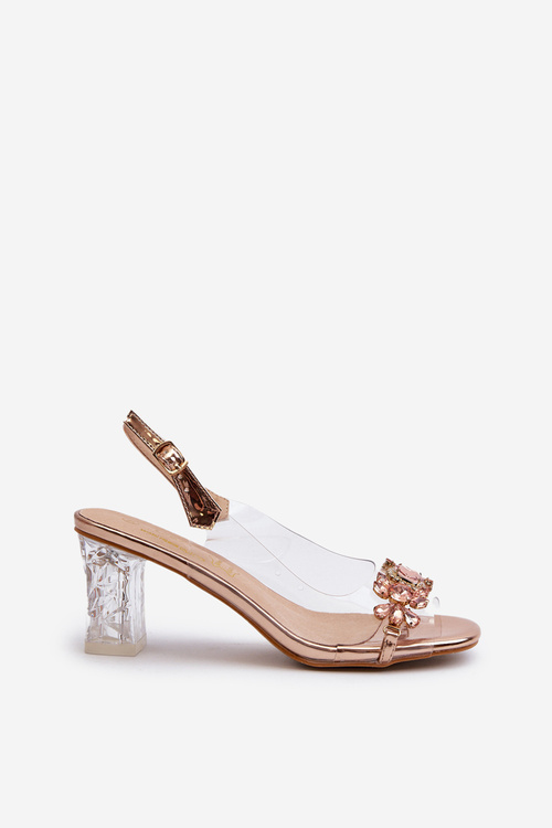 Elegant Sandals with Decorations Pink Gold D&A MR38-444