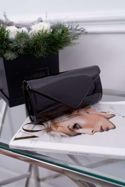 Women's Black Lacquered Clutch Handbag