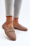Women's Loafers with Flat Heel and Embellishment Dark Beige Aviole