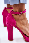 Suede Sandals On Heel Fuchsia Spectacular