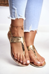 Lu Boo | Gold Mirror Flip Sandals Nora II grade.