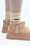 Beige Patterned Platform Snow Boots Udra