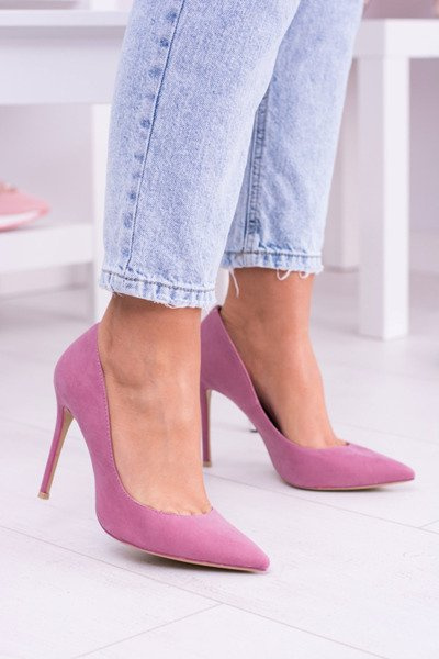 VICES Pink High Pointed Stilettos Suede Sellen