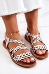 Leather openwork sandals Lewski 3022 Silver