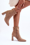 Suede Boots On Heel Beige Mellamene 