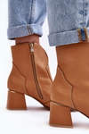 Botki Kowbojki Damskie Skóra Obcas Camel Lewski 3166/B/2/G