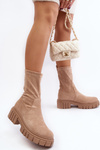 Slip-on ankle boots with flat heel beige Divella