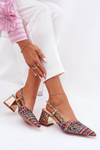 Heeled Sandals With Braiding And Pointed Toes Multicolor Resterri
