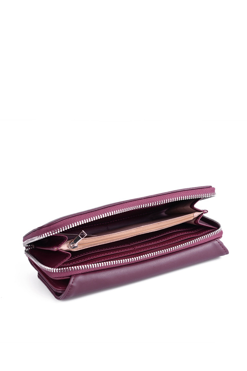 Large Women's Leather Wallet Maroon Elissie