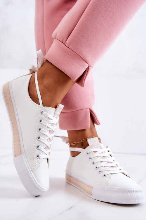 Women's Leather Sneakers White-Beige Mikayla